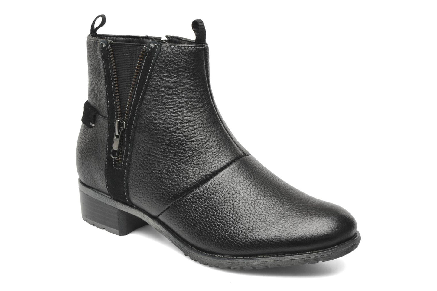 Hush Puppies Women's Chamber Black Leather Ankle Boots